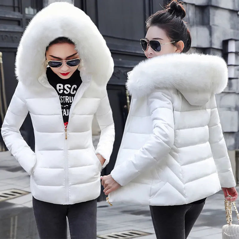 European Style Winter Jacket Big Fur Hood Warm Coat