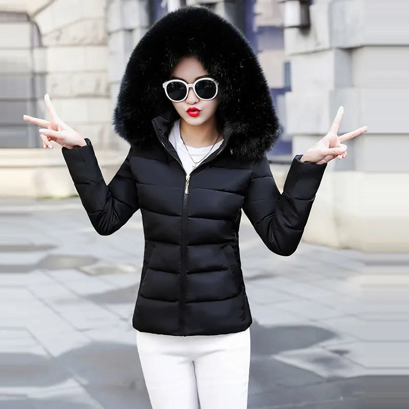 European Style Winter Jacket Big Fur Hood Warm Coat