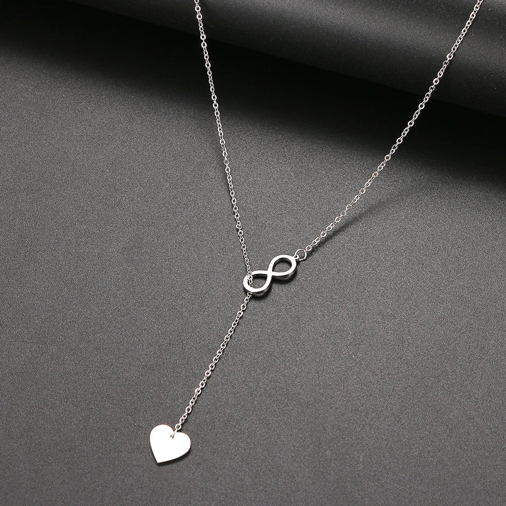Stainless Steel  Heart Shape Pendant Layered Necklace