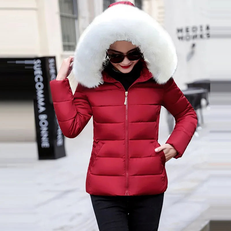 European Style Winter Jacket Big Fur Hood Warm Coat