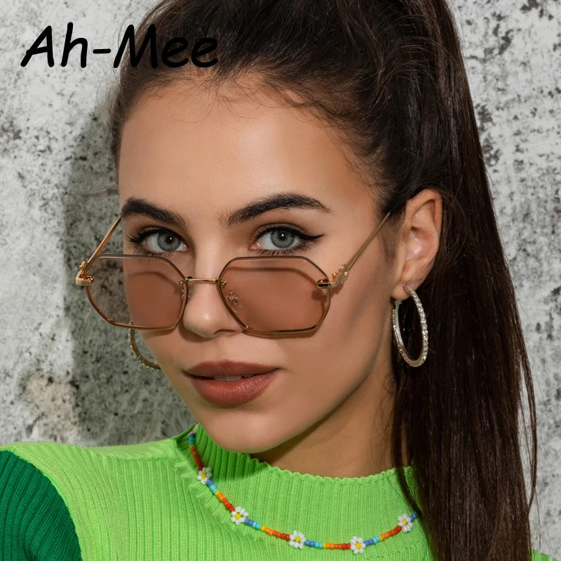 Retro-Polygon-Unisex-Sonnenbrille aus Metall