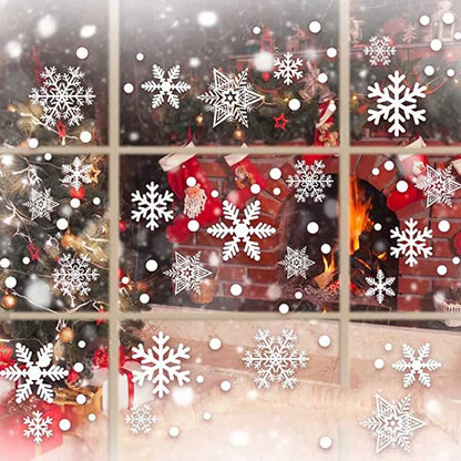 White Snowflake Window Decals for Christmas