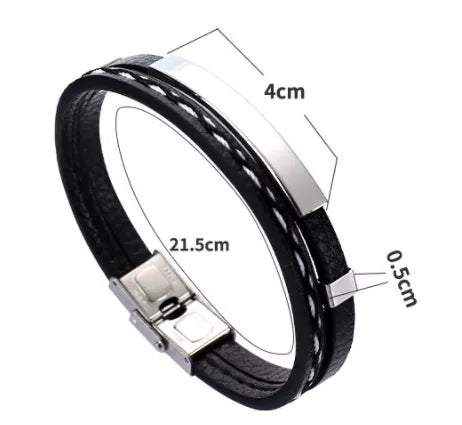 Bracelet de maroquinerie pour hommes en acier inoxydable