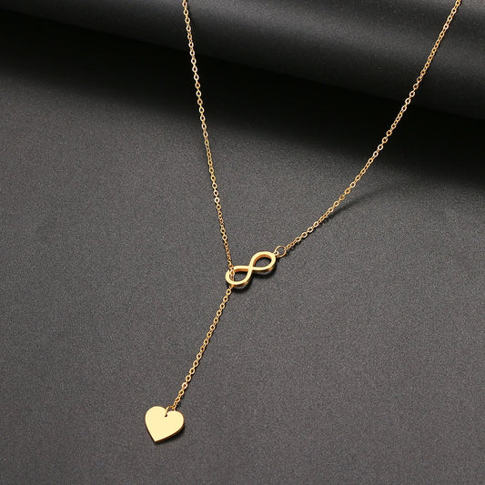 Stainless Steel  Heart Shape Pendant Layered Necklace
