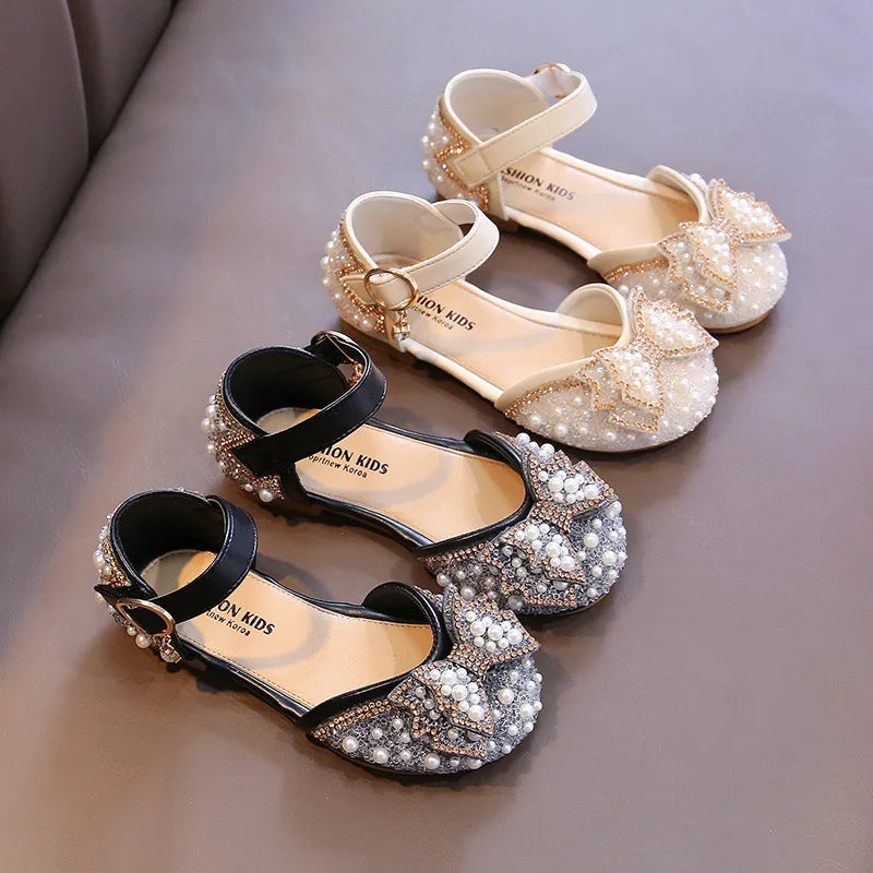 Pearl Bow Princess Sandals for Girls