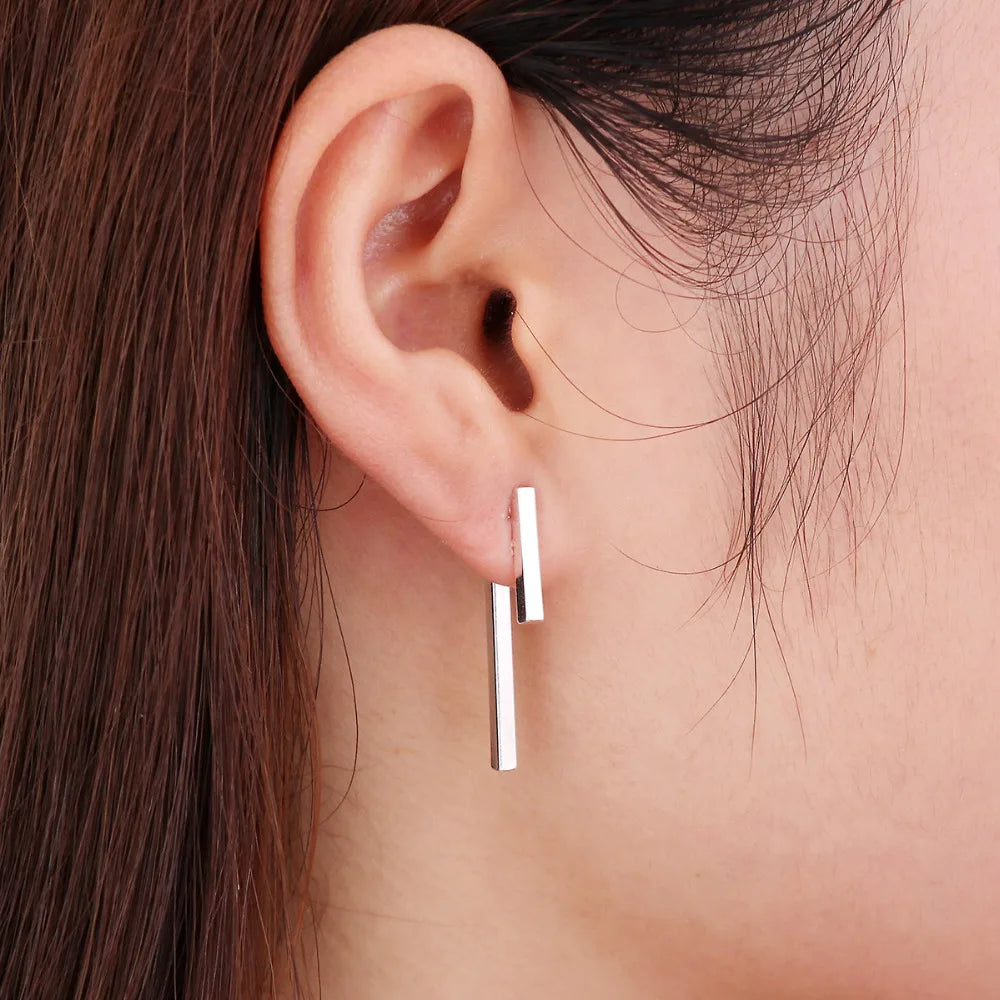 Simple T-Bar Drop Earrings for Women