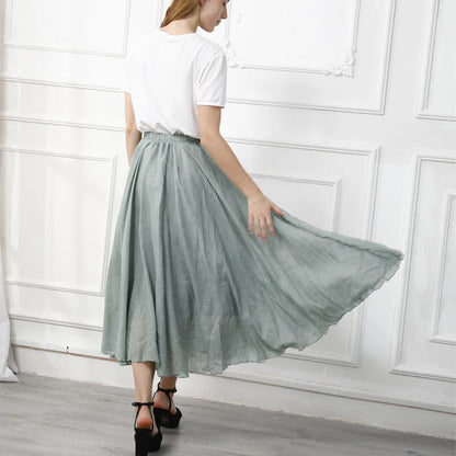 High-Quality Cotton Linen A-Line Skirt
