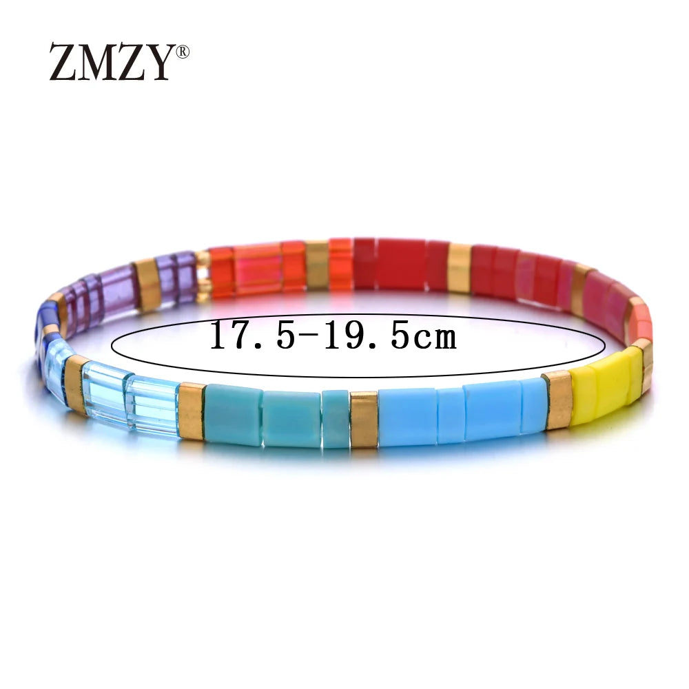 Women's Tila Beads Elastic Geometric Bracelet