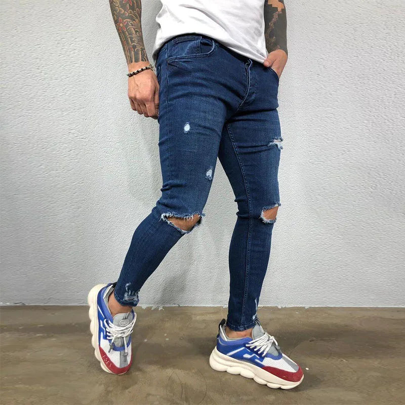 Zerrissene Skinny Jeans mit Knieloch für Herren