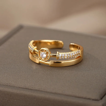 Runde Zirkon Stern Edelstahl Ringe Frauen