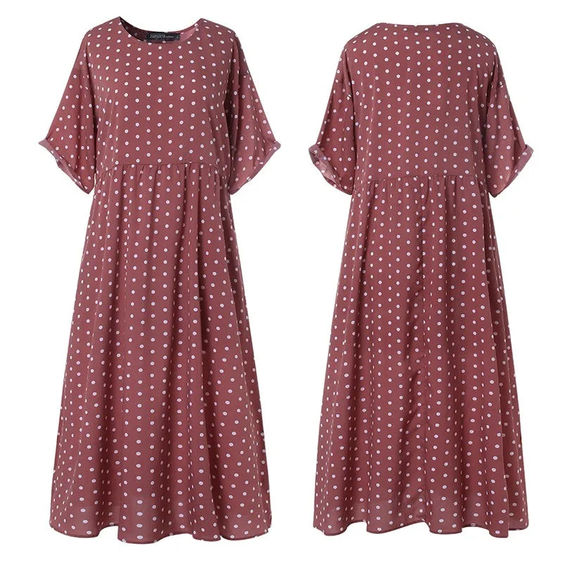 ZANZEA Polka Dot Maxi Dress