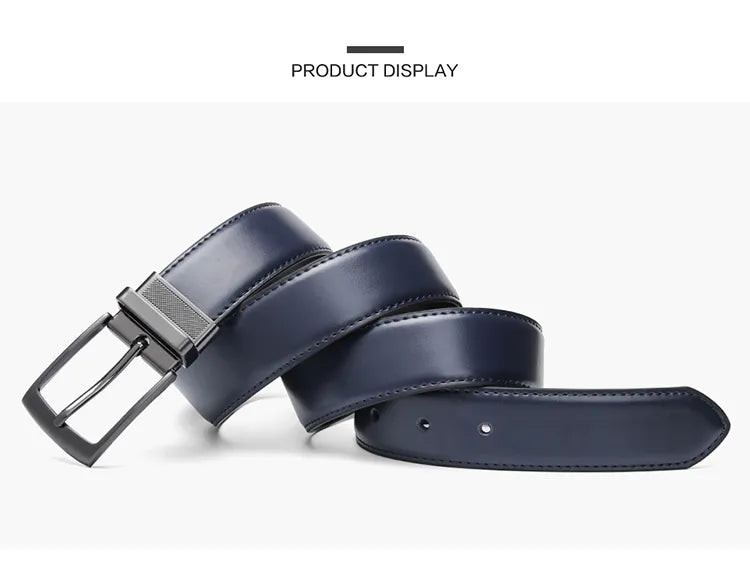 Ceinture Réversible En Cuir Pour Jeans Pour Homme Bleue Et Noire