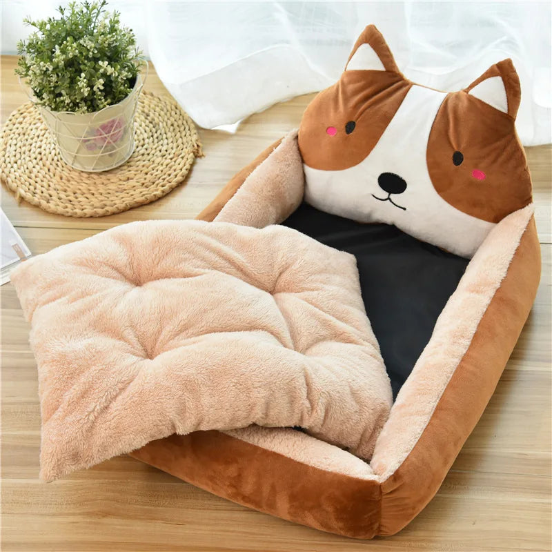 Cozy Cartoon Pet Bed for Small Pets