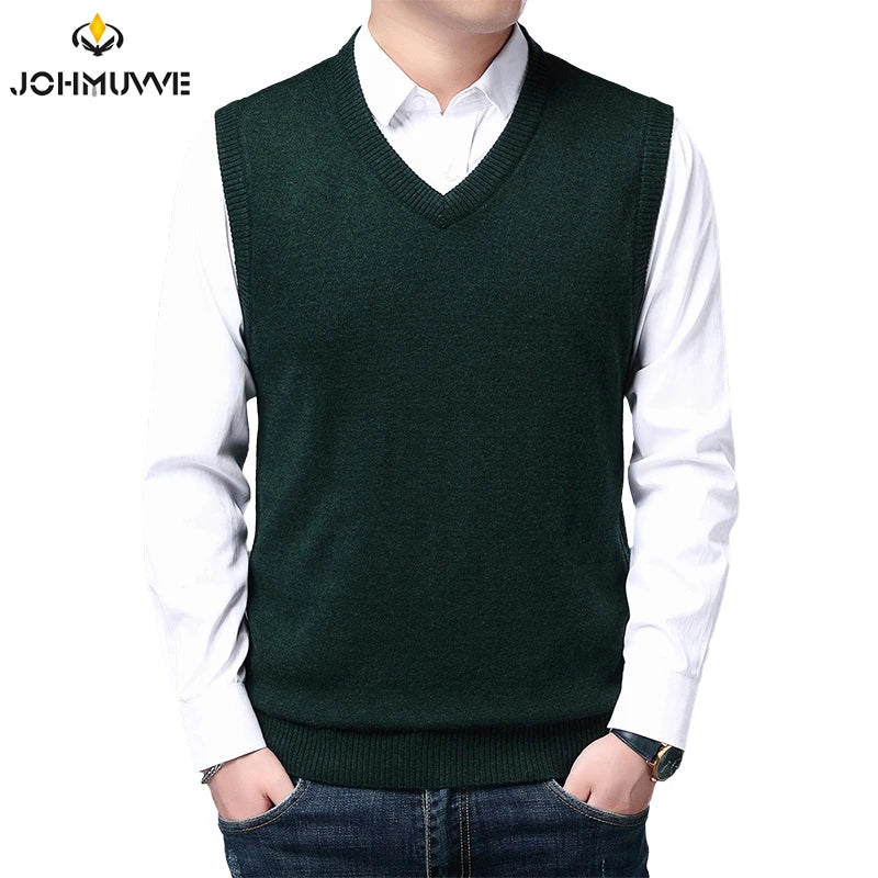 Men's V-neck Woolen Knit Vest