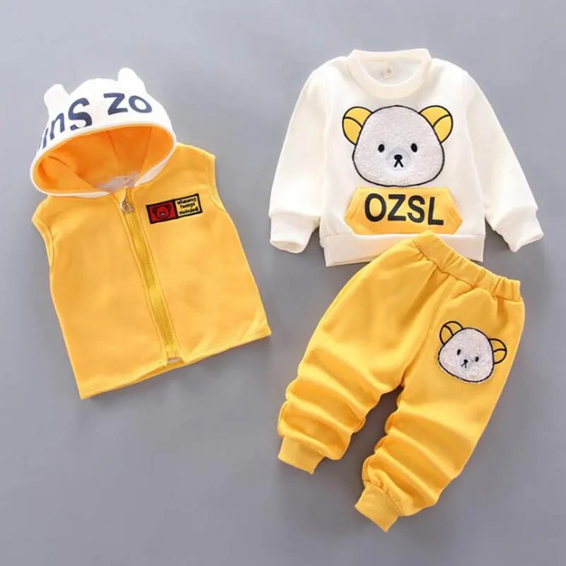 Baby Boys & Girls 3PCS Hooded Outerwear Tops Pants