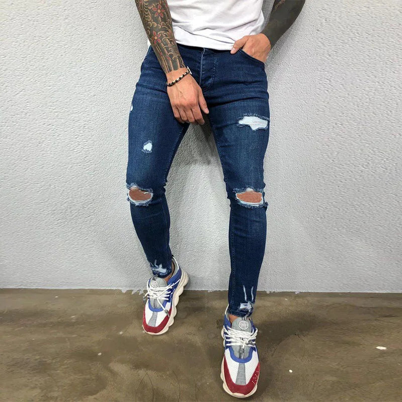 Zerrissene Skinny Jeans mit Knieloch für Herren