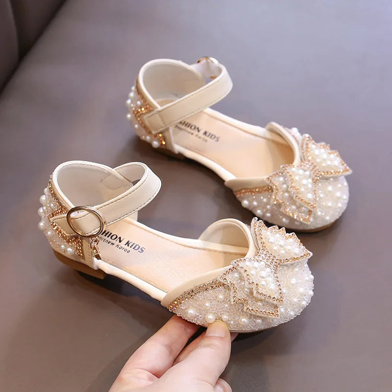 Pearl Bow Princess Sandals for Girls