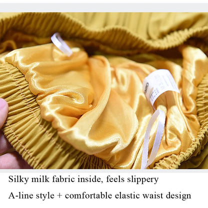 Vintage Pleated Midi Skirt High Waist