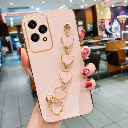 Anti-Fingerprint Heart Bracelet Plating Phone Cases