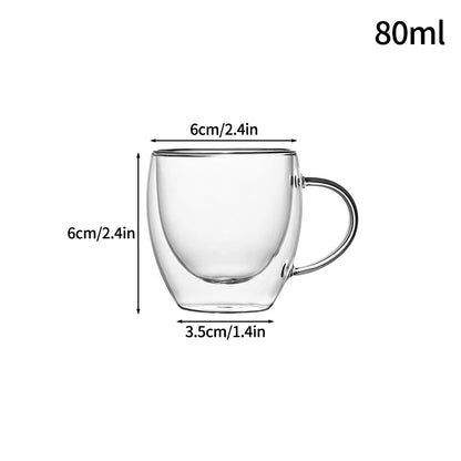 Double Wall Heat Resistant Borosilicate Coffee Mug