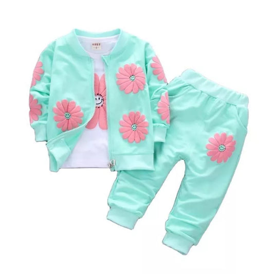 2Pcs Winter  Long Sleeve Hooded Sets For Baby Girls