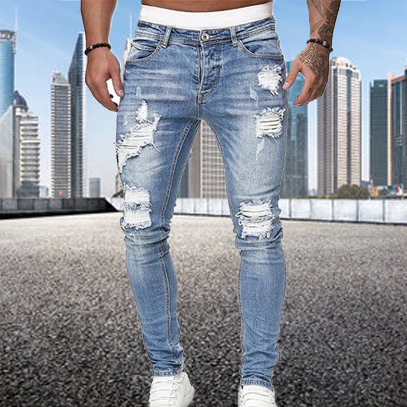 Zerrissene Vintage-Skinny-Jeans für Herren