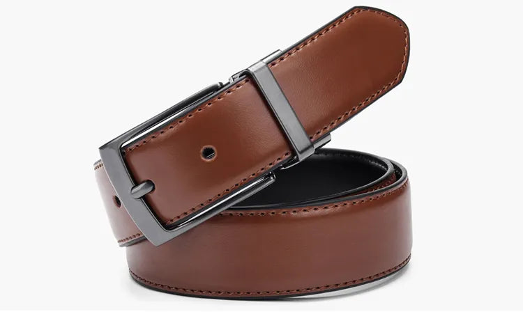 Ceinture Réversible En Cuir Pour Jeans Pour Homme Bleue Et Noire