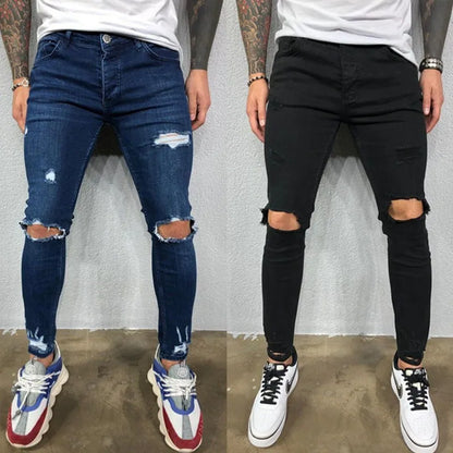 Jean skinny déchiré au genou pour homme