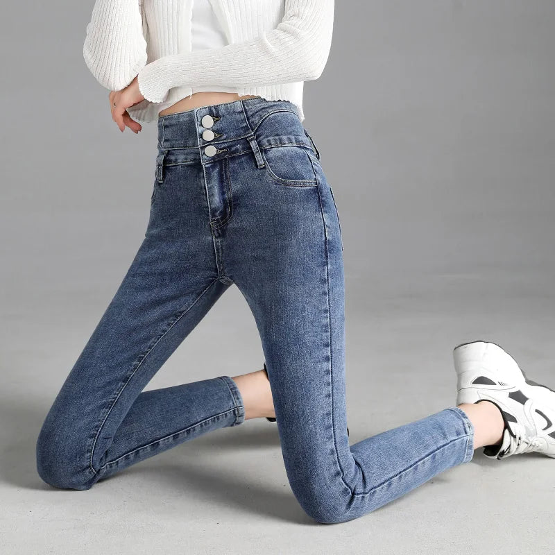 Vintage High-Waist Stretch Skinny Jeans for Women