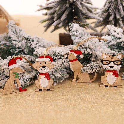 Wooden Animal Christmas Tree Ornaments