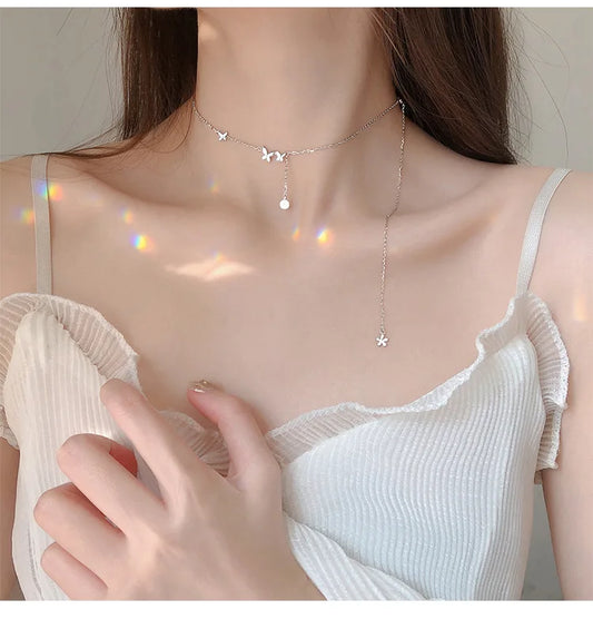 Silberne Schmetterlingshalskette für Damen