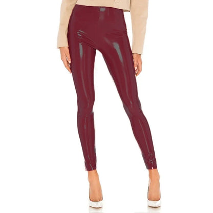 HighWaist Shiny PU Leather Skinny Pants
