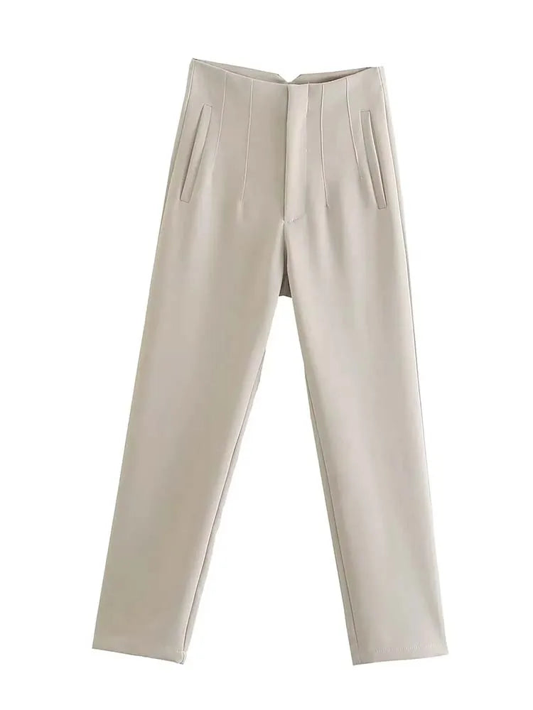 High Waist Pencil Pants with Seam Detail