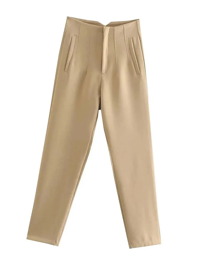 High Waist Pencil Pants with Seam Detail