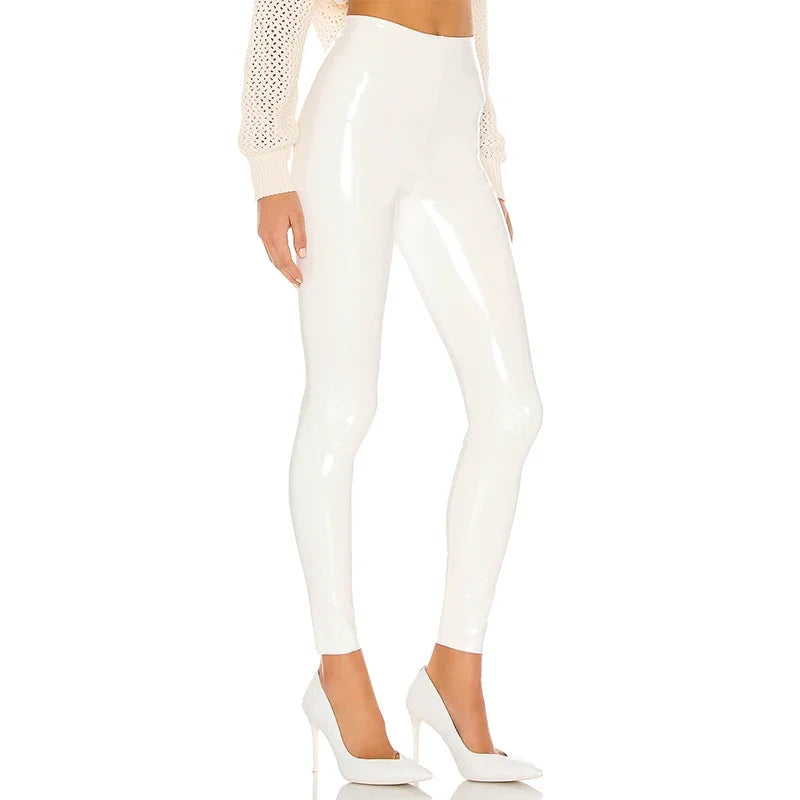 High Waist Shiny PU Leather Skinny Pants