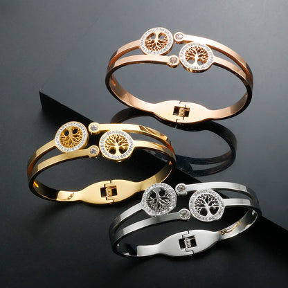 Hollow Crystal Cubic Zirconia Stainless Steel Bracelets