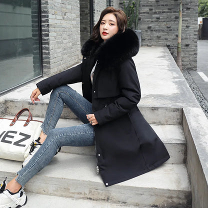 Winter Hooded Plus Size Women Parka Big Fur