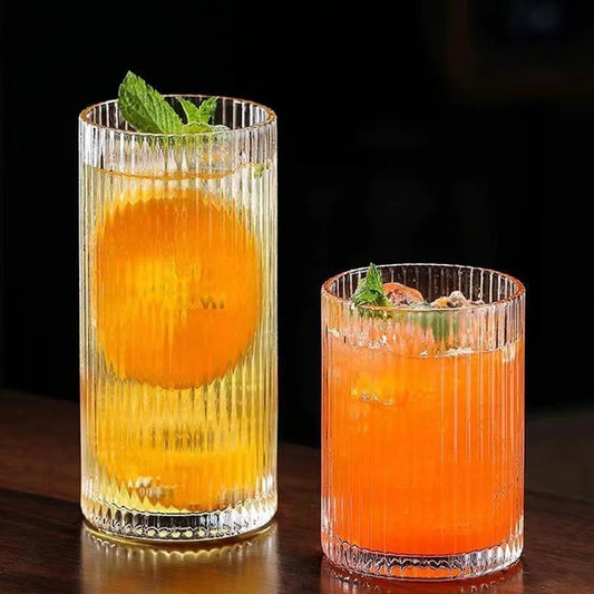 Household Coffee Juice Vertical Stripe Glass