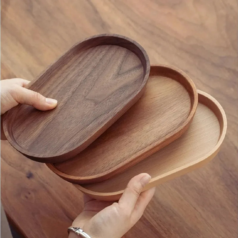 Japanese-Style Wooden Snack Plate for Tableware