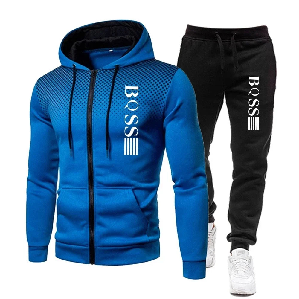 Jogging Sports Printed Men's Hooded Tracksuit