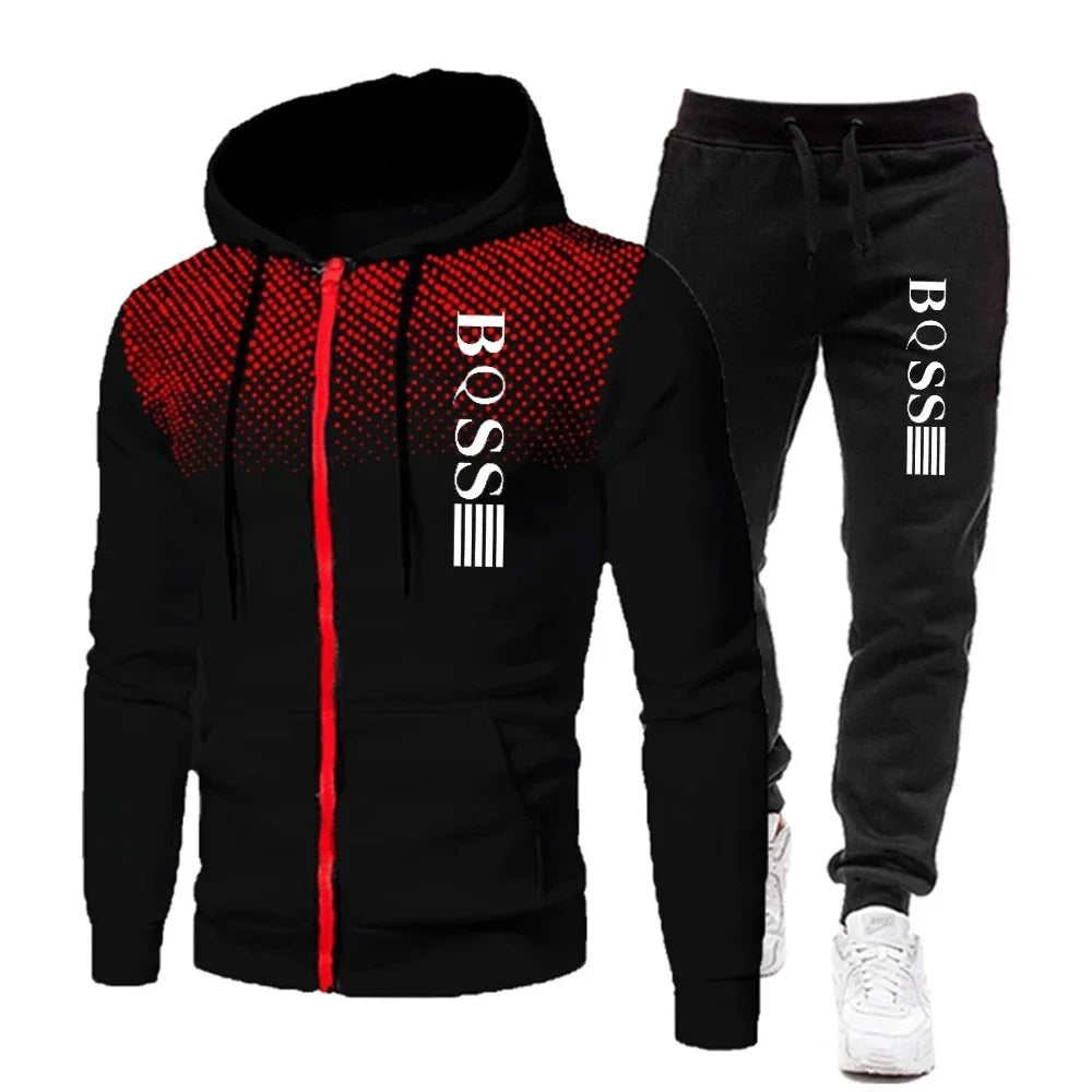Jogging Sports Printed Men's Hooded Tracksuit