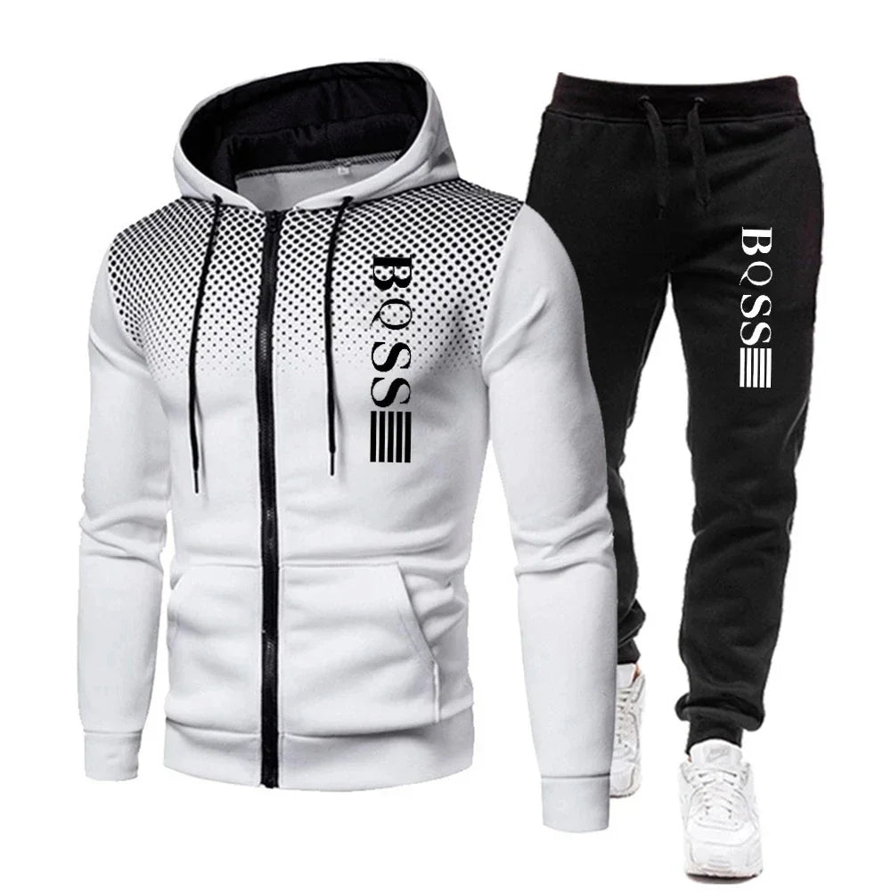 Jogging Sports Printed Men's Hooded Tracksuit