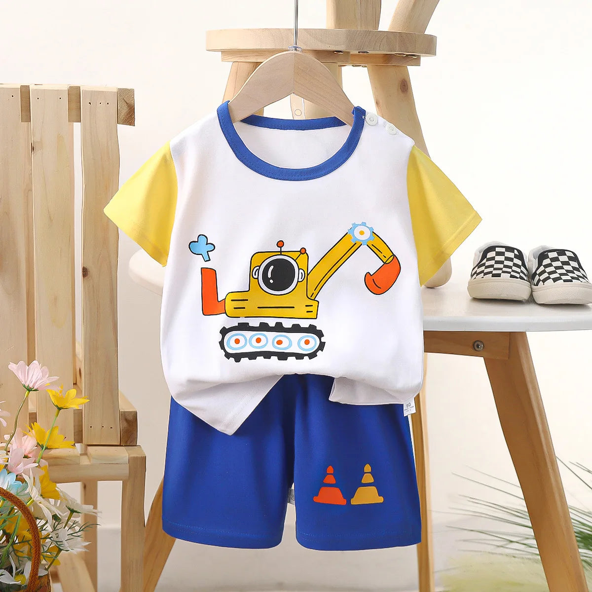 Kid's Short Sleeve Summer Pure Cotton Clothing Set
