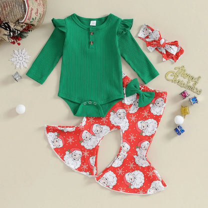 Kid's Christmas Ribbed Cotton Long Sleeve Jumper Suit