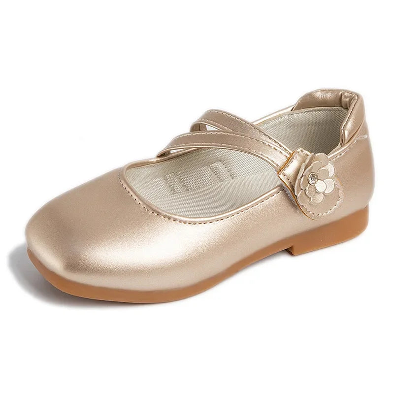 Kid's Flower Prince Leather Slip Shoes