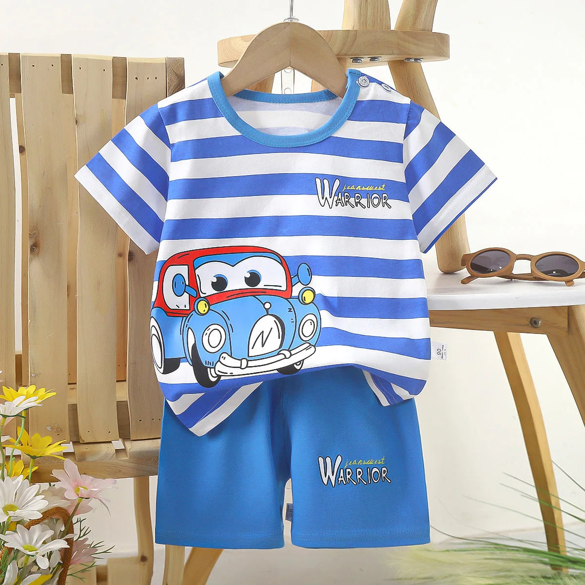 Kid's Short Sleeve Summer Pure Cotton Clothing Set