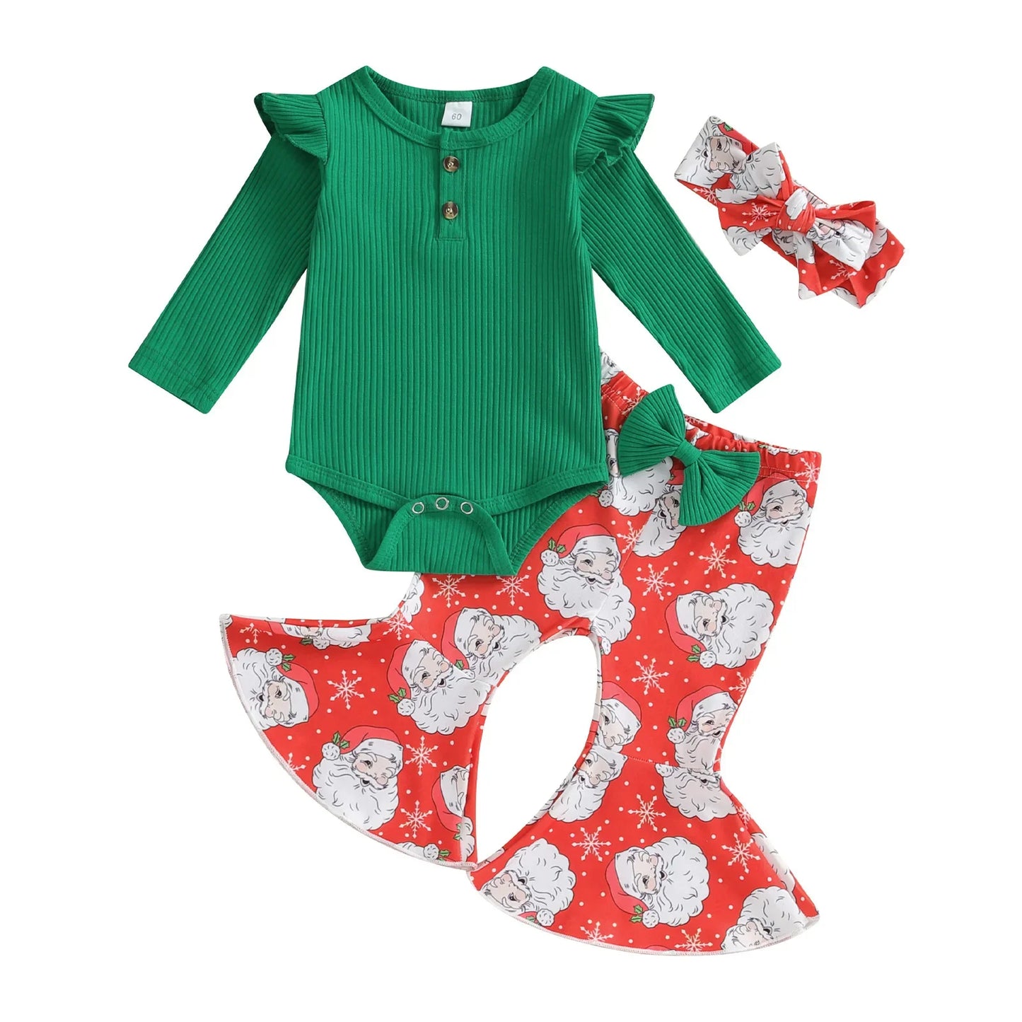 Kid's Christmas Ribbed Cotton Long Sleeve Jumper Suit