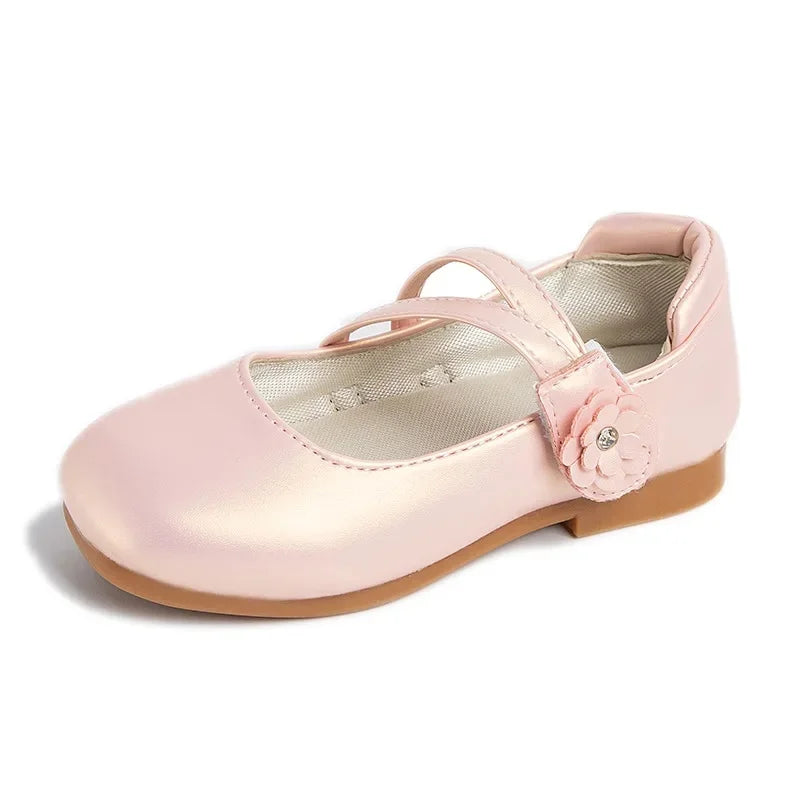Kid's Flower Prince Leather Slip Shoes