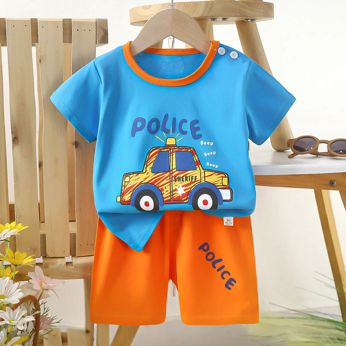 Kid's Short Sleeve Summer Pure Cotton Clothing Set