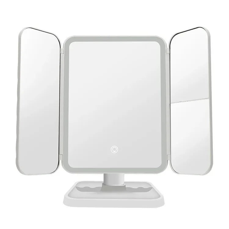 LED Lights Trifold Dorm Makeup Mirror